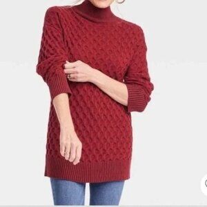 Knox Mock Size XXL Turtleneck Textured Chunky Knit Red Sweater